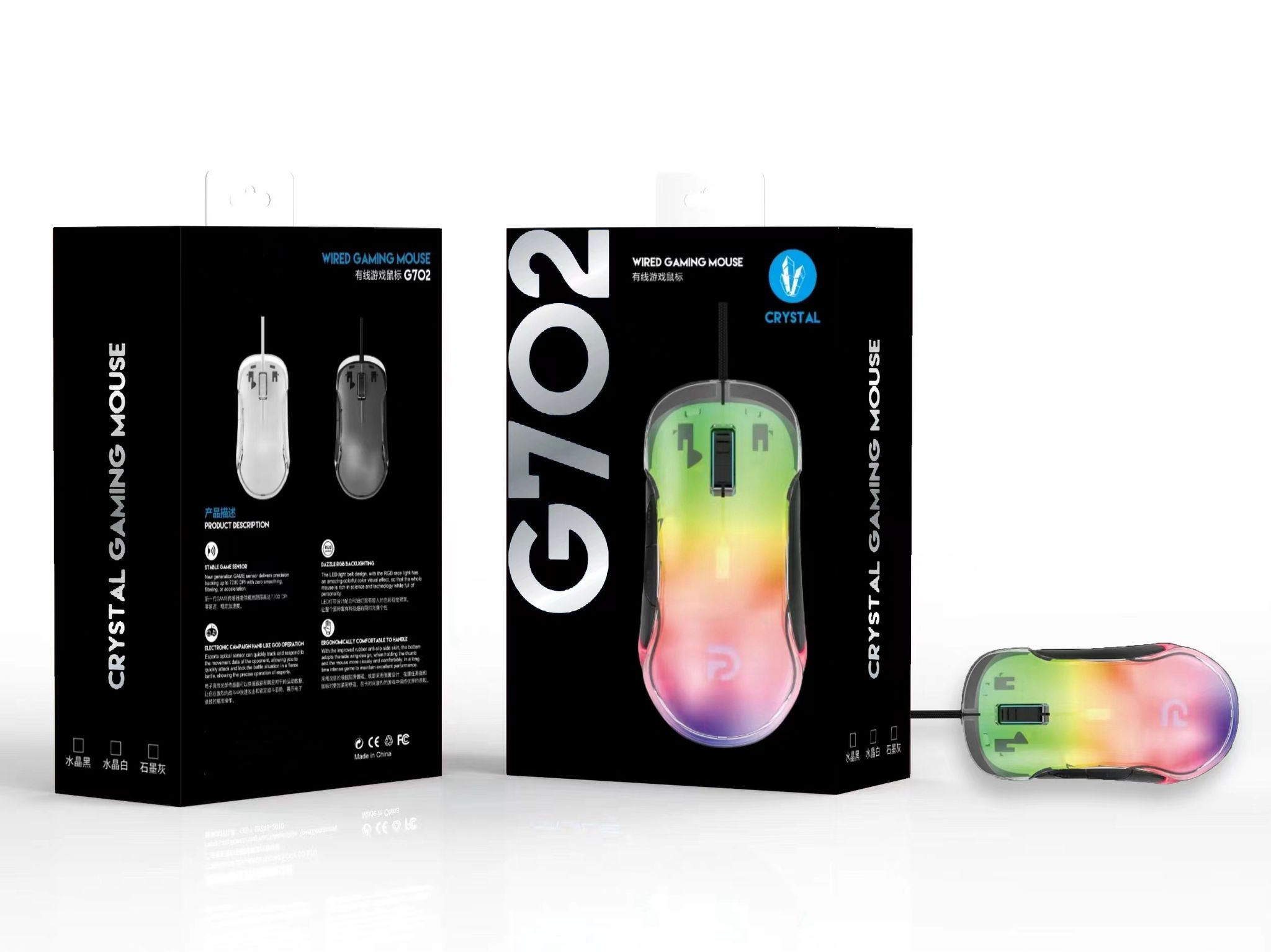 TRİO G702 7200 DPI Kablolu Gaming Mouse - RGB Işık, Programlanabilir Tuşlar, Ergonomik Tasarım